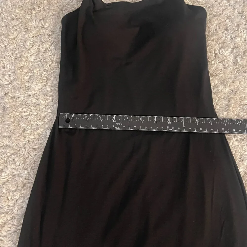 Planet Gold Black Satin Slip Dress XS Minimalist Midi - Picture 4 of 8